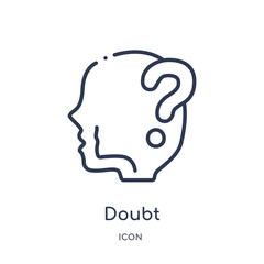 doubt icon from people skills outline collection. Thin line doubt icon isolated on white background.
