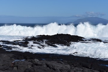 Waves breaking on the rocks