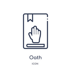 oath icon from political outline collection. Thin line oath icon isolated on white background.