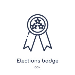 elections badge with a star icon from political outline collection. Thin line elections badge with a star icon isolated on white background.