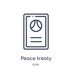 peace treaty icon from political outline collection. Thin line peace treaty icon isolated on white background.