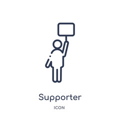 supporter icon from political outline collection. Thin line supporter icon isolated on white background.