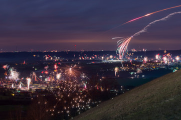 happy new year firework over valley