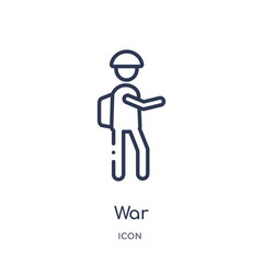 war icon from political outline collection. Thin line war icon isolated on white background.
