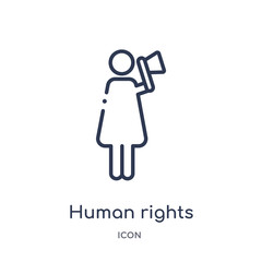 human rights icon from political outline collection. Thin line human rights icon isolated on white background.