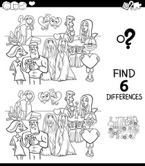 differences color book with characters in love
