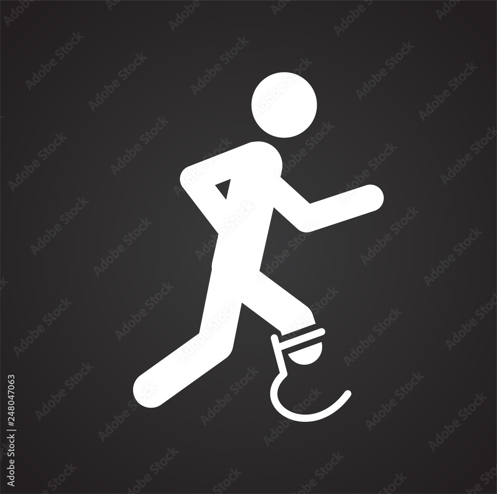 Fototapete disabled athlete icon on black background for graphic and web design, modern simple vector sign. int