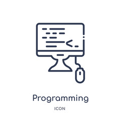 programming icon from programming outline collection. Thin line programming icon isolated on white background.