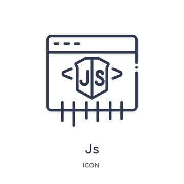 js icon from programming outline collection. Thin line js icon isolated on white background.