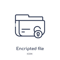encripted file icon from programming outline collection. Thin line encripted file icon isolated on white background.