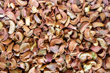 Dried apples, background.
