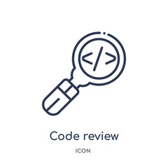 code review icon from programming outline collection. Thin line code review icon isolated on white background.