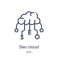 seo cloud icon from programming outline collection. Thin line seo cloud icon isolated on white background.