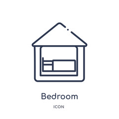 bedroom icon from real estate outline collection. Thin line bedroom icon isolated on white background.