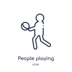 people playing ball icon from recreational games outline collection. Thin line people playing ball icon isolated on white background.