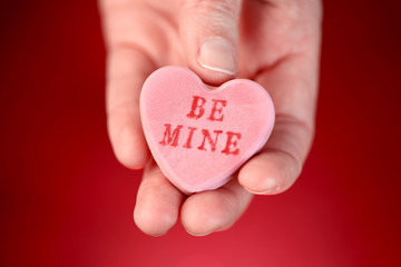 Fototapeta premium Hand holding converstation heart - Be Mine