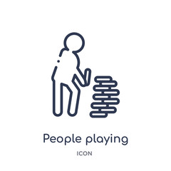 people playing rummy icon from recreational games outline collection. Thin line people playing rummy icon isolated on white background.