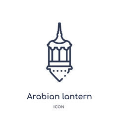 arabian lantern icon from religion outline collection. Thin line arabian lantern icon isolated on white background.