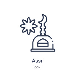 assr icon from religion outline collection. Thin line assr icon isolated on white background.