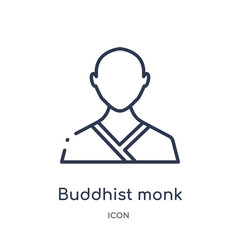 buddhist monk icon from religion outline collection. Thin line buddhist monk icon isolated on white background.