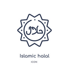 islamic halal icon from religion outline collection. Thin line islamic halal icon isolated on white background.