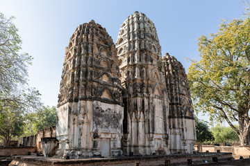 Fototapeta premium pancharams of the Wat Si Sawai in the Historical Park of Sukhothai, Thailand, Asia