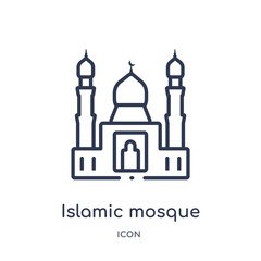 islamic mosque icon from religion outline collection. Thin line islamic mosque icon isolated on white background.