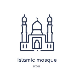 islamic mosque icon from religion outline collection. Thin line islamic mosque icon isolated on white background.