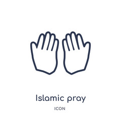 Obraz premium islamic pray icon from religion outline collection. Thin line islamic pray icon isolated on white background.