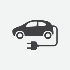 Electric car icon, auto vector, electro vehicle sign, illustration isolated on white, flat design for web, website.