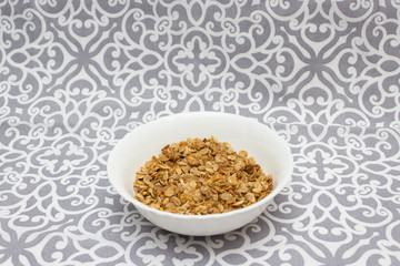 Granola, Oatmeal for breakfast. Oatmeal. Granola with milk, breakfast
