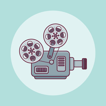vintage film projector on blue background clip art preview