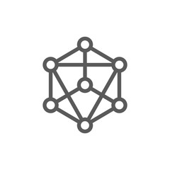 Blockchain technology, block chain, cryptocurrency, bitcoin, digital key line icon.