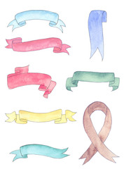 Watercolor ribbons set 12
