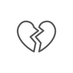 Broken heart, valentine day line icon.