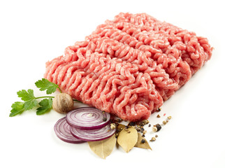 raw minced meat and spices