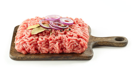 raw minced meat and spices