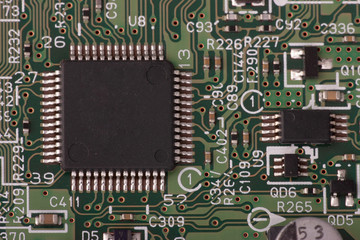 Electronic circuit board close up. Limited depth of field.