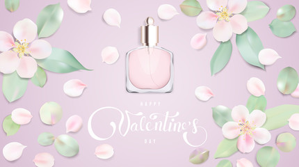 Happy Valentine's day cosmetics vector illustration background