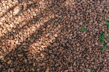 Decorative gravel ground cover.