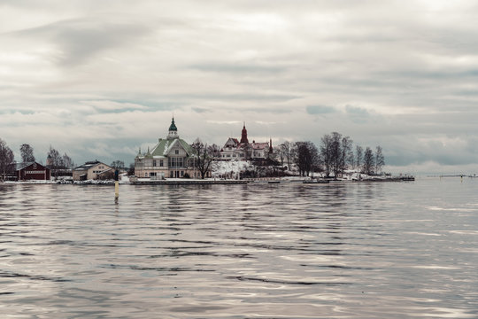 Club house of a boat club outside Helsinki Finland on a winter day