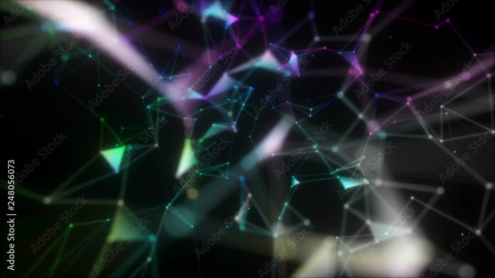 Poster blurry digital communications.neuron network, neuronet synapse 3d animation, inside the human brain.