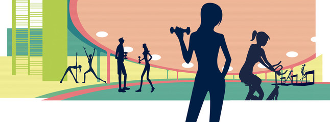 Fitness club. People training in the gym