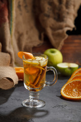 mulled wine with orange and apple