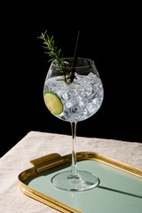 Aperitif with Gin Tonic,  rosemary and cucumber 