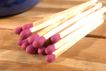 matches on wooden background