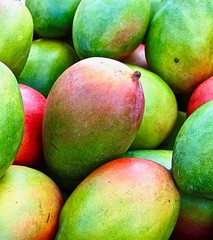 Macro of fresh mango fruits