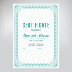 Fototapeta na wymiar Beautiful design of certificate with guilloche elements