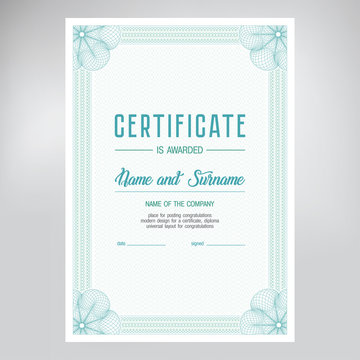 Beautiful design of certificate with guilloche elements