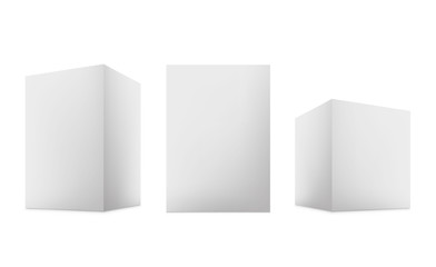 Three white boxes 3D. Vector